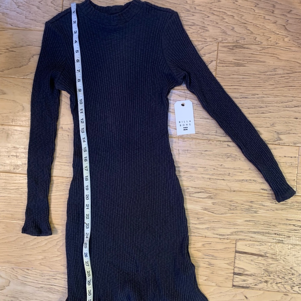 Billabong Dark Gray Ribbed Long Sleeve Dress